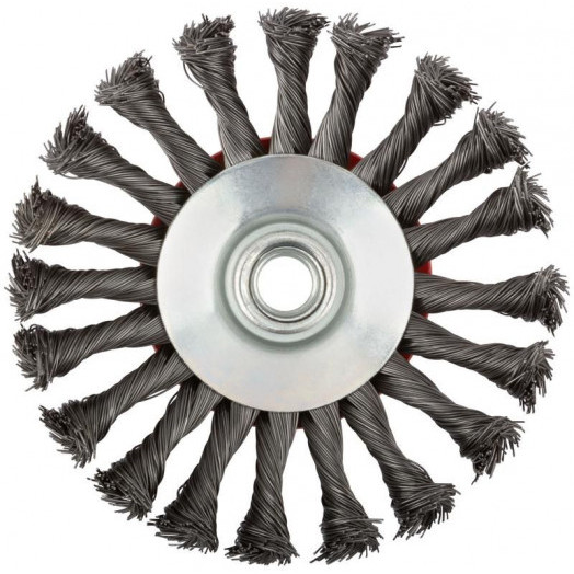 Корщетка-колесо с наклоном гайка М14 стальная витая проволока 125мм FIT 39116