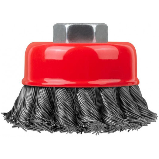 Корщетка-чашка гайка М14 стальная витая проволока 65мм FIT 39466