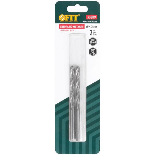 Набор сверл по металлу HSS 4.2мм полированные (блист.2шт) FIT 33809