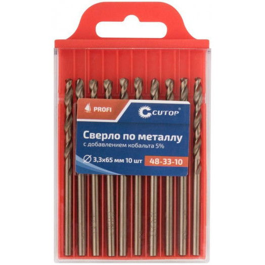 Набор сверл по металлу Profi 3.3х65мм с кобальтом 5проц. (уп.10шт) Cutop 48-33-10
