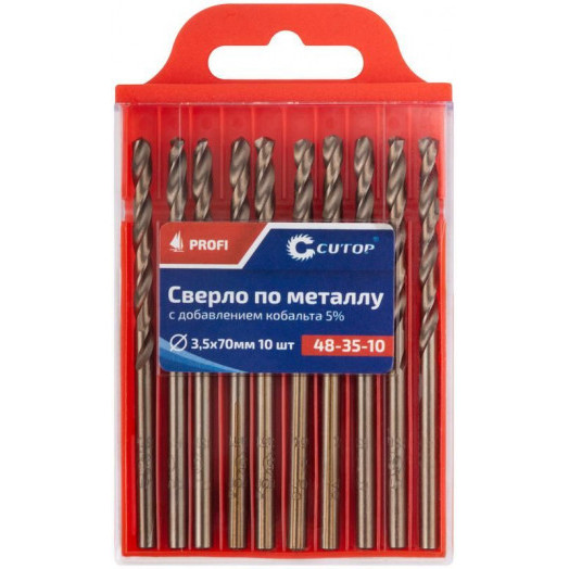 Набор сверл по металлу Profi 3.5х70мм с кобальтом 5проц. (уп.10шт) Cutop 48-35-10