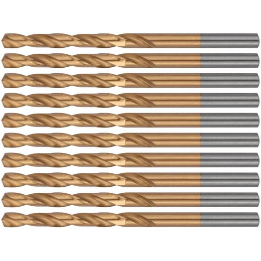 Набор сверл HSS по металлу 5.0мм титан. покрытие (уп.10шт) FIT 34150