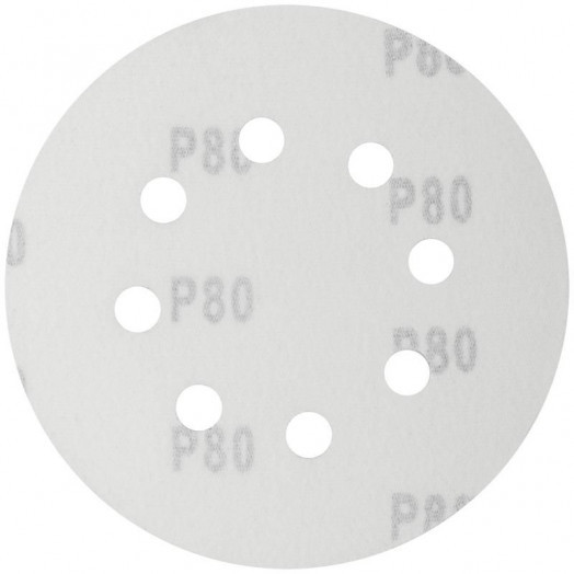 Круг шлифовальный с отверстиями (липучка) алюм./оксид 125мм Р 80 (уп.5шт) FIT 39664
