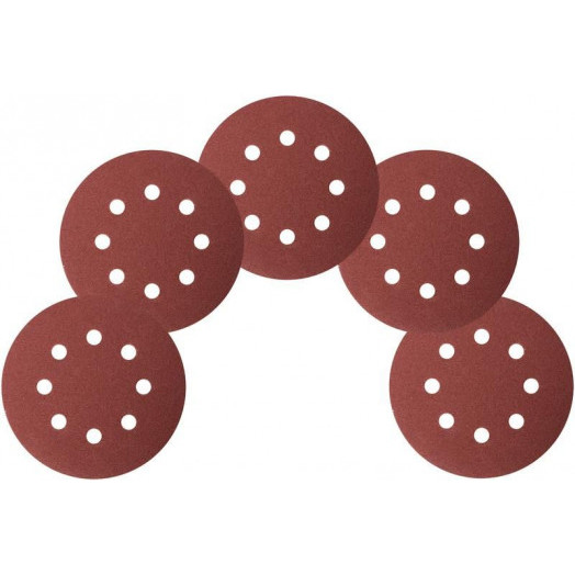 Круг шлифовальный с отверстиями (липучка) алюм./оксид 125мм Р 100 (уп.5шт) FIT 39665