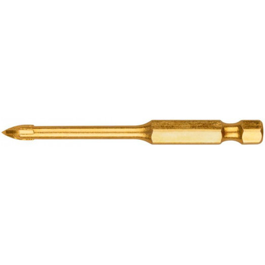 Сверло по кафелю 4 режущие кромки титан. покрытие U-хвостовик под биту 4х69мм FIT 35474