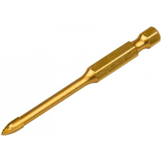 Сверло по кафелю 4 режущие кромки титан. покрытие U-хвостовик под биту 4х69мм FIT 35474