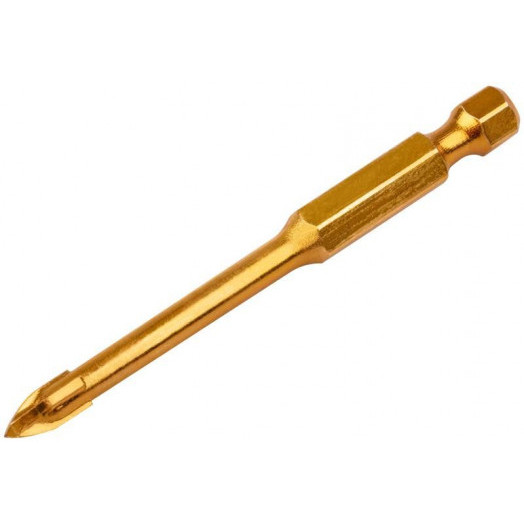 Сверло по кафелю 4 режущие кромки титан. покрытие U-хвостовик под биту 5х71мм FIT 35475