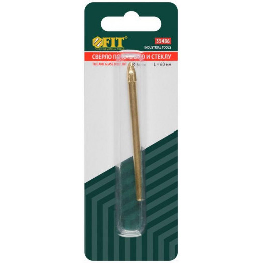 Сверло по кафелю и стеклу 4 режущие кромки титан. покрытие 6х60мм FIT 35486