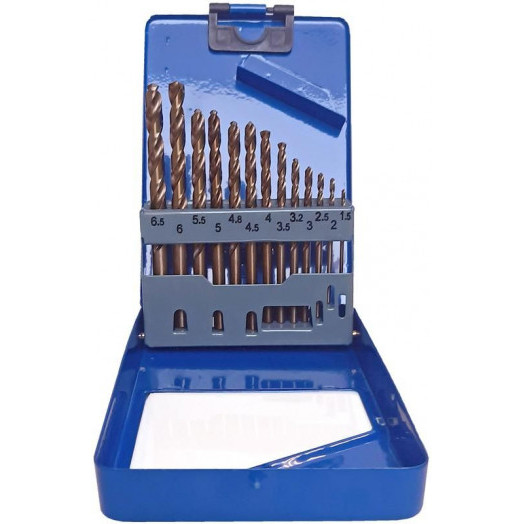 Набор сверл по металлу Profi 1.5-6.5мм (через 0.5мм + 32мм; 48мм) с кобальтом 5проц. в метал. коробке (13шт) Cutop 48-601