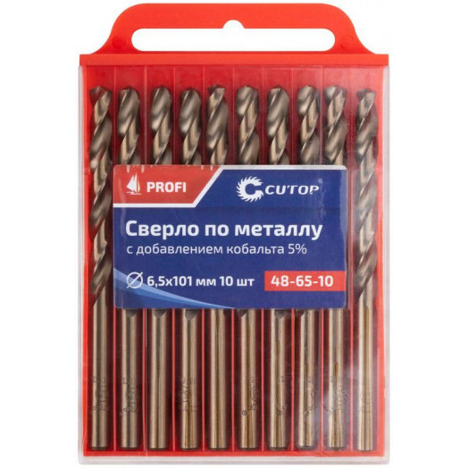 Набор сверл по металлу Profi 6.5х101мм с кобальтом 5проц. (уп.10шт) Cutop 48-65-10