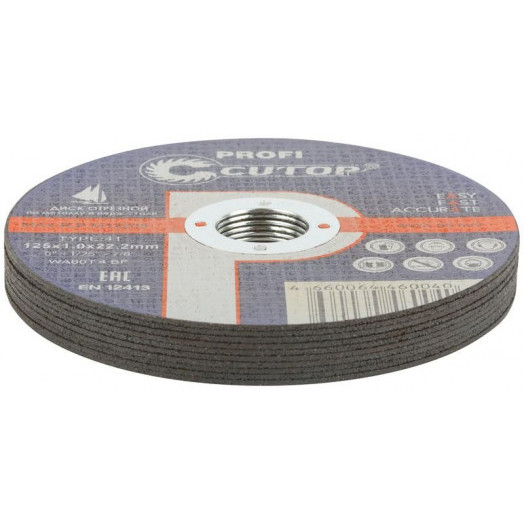 Набор профессиональных дисков отрезных по металлу и нерж. стали Т41-125х1.х 22.2мм (уп.10шт) Cutop 50-410