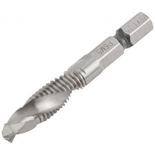 Сверло-Метчик комбинированное метрическое быстрорежущая (HSS) сталь Р6М5 М8х1.25мм 24/58мм FIT 70905