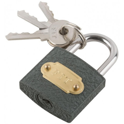 Замок навесной железный 32х28мм стальная дужка 5мм FIT 67132