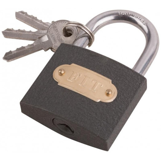 Замок навесной железный 50х40мм стальная дужка 7мм FIT 67150