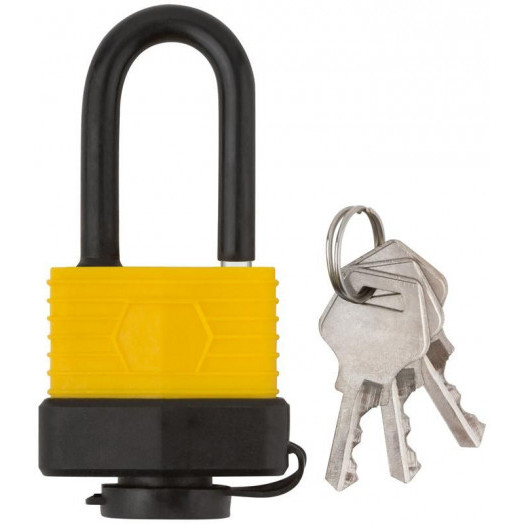 Замок навесной всепогодный 40х31мм длинная стальная дужка 6мм FIT 67193