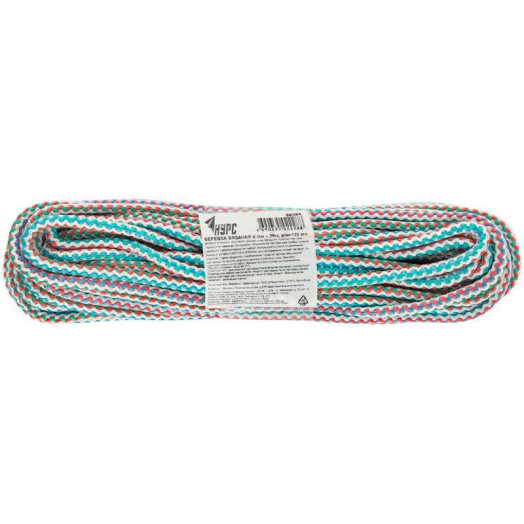 Веревка вязаная полипропиленовая 6ммх20м р/н=120кгс КУРС 68384