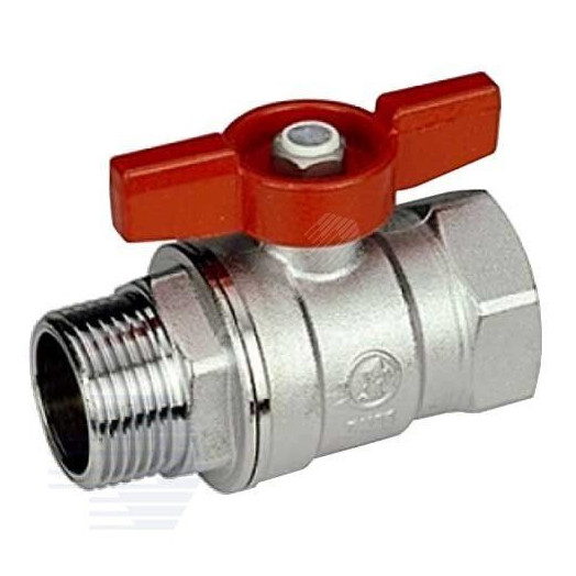 Кран шаровой хромированный R254D Ду 15 1/2' Ру42 ВН бабочка красный