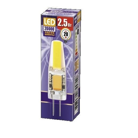 Лампа светодиодная PLED-G4 COB 2.5Вт капсульная 3000К тепл. бел. G4 200лм 12В JazzWay 2855749
