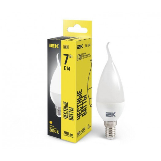 Лампа светодиодная ECO CB35 7Вт свеча на ветру 3000К E14 230В IEK LLE-CB35-7-230-30-E14