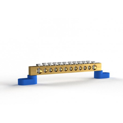 Шина нулевая 6х9мм 12 отвер. латунь У2-С на двух угловых изоляторах TOKOV ELECTRIC TKE-BSB-69-12-L2/N