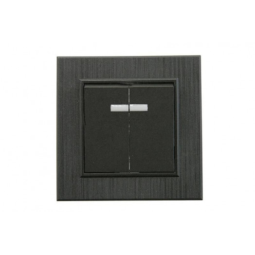 Выключатель 2-клав. с подсветкой Karea LINE STAR чер.Makel 86054023