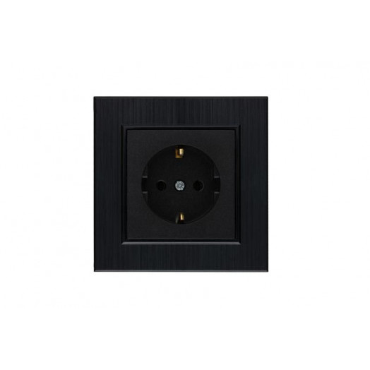 Розетка 1-м Karea LINE STAR с заземл. чер. Makel 86054028