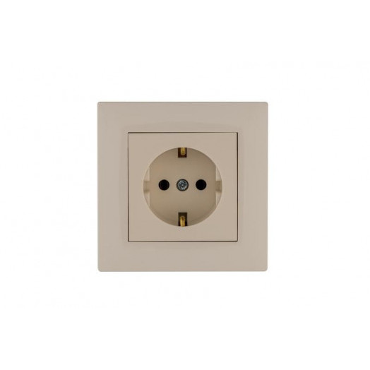 Розетка 1-м Karea RIZZ с заземл. крем Makel 88010028