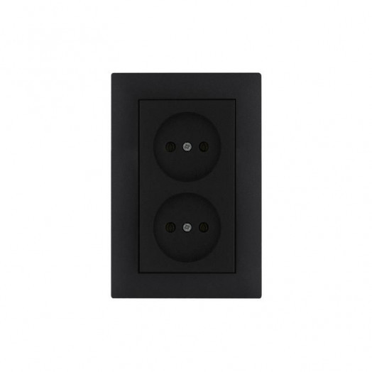 Розетка 2-я Karea RIZZ STAR без заземл. чер. Makel 88054017