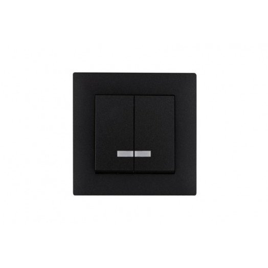 Выключатель 2-клав. с подсветкой Karea RIZZ STAR чер. Makel 88054023