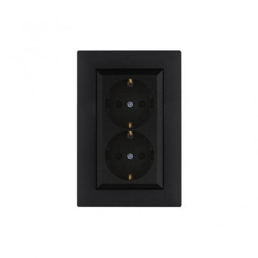 Розетка 2-я Karea RIZZ STAR с заземл. чер. Makel 88054082