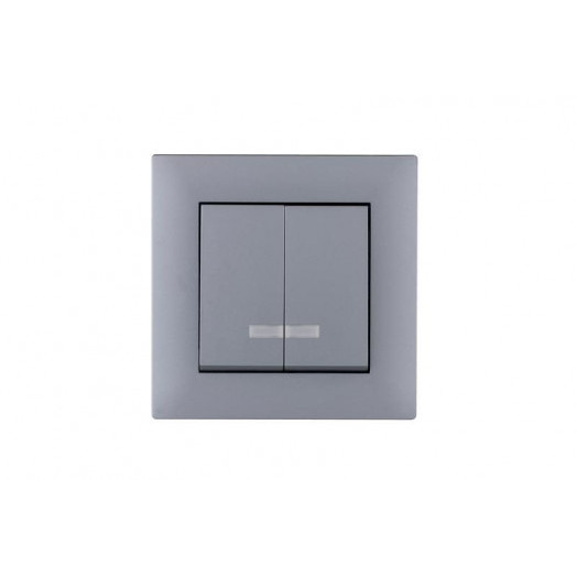 Выключатель 2-клав. с подсветкой Karea RIZZ STAR сер. Makel 88065023