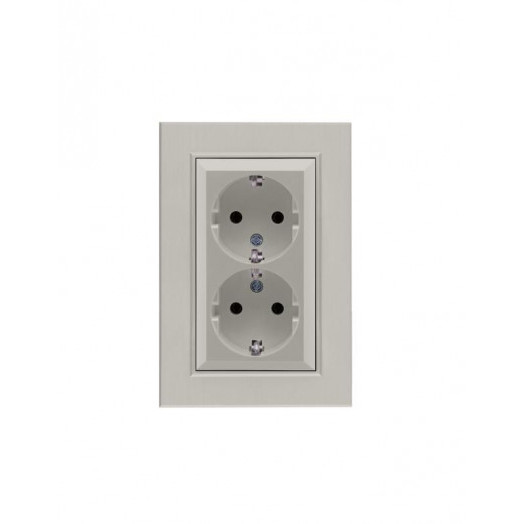 Розетка 2-я Karea LINE STAR с заземл. жемчуж. Makel 86100082