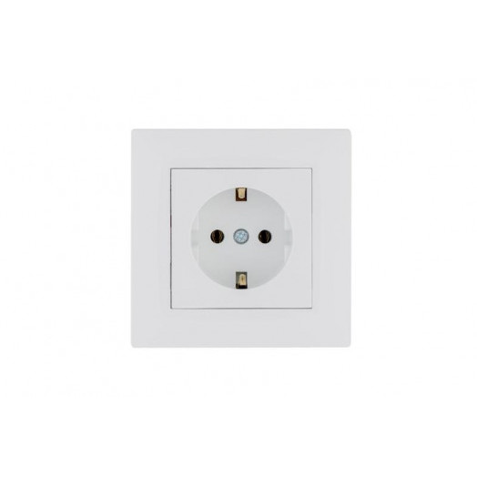Розетка 1-м керамика Karea RIZZ с заземл. бел. Makel 88001008