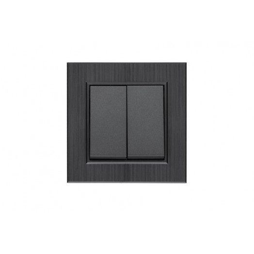 Выключатель 2-клав. Karea LINE STAR дым. металлик Makel 86050003