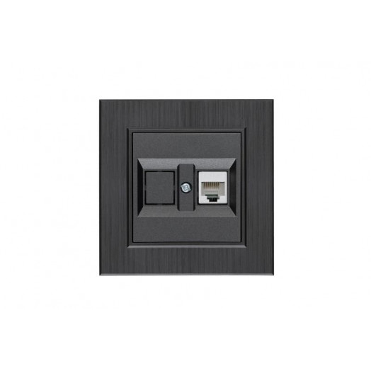 Розетка компьютерная CAT 5+гнездо Karea LINE STAR дым. металлик Makel 86050035