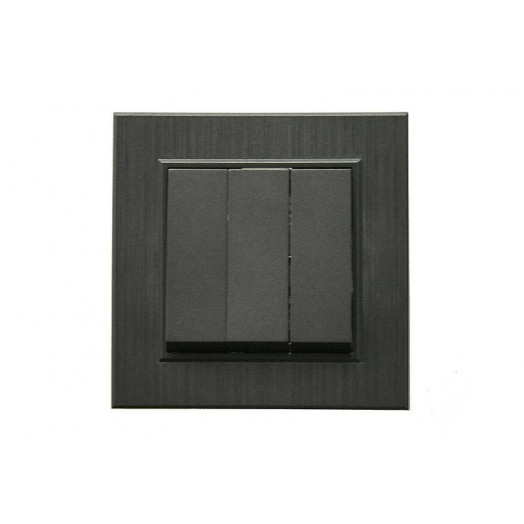 Выключатель 3-клав. 1 вход 3 выхода Karea LINE STAR дым. металлик Makel 86050091