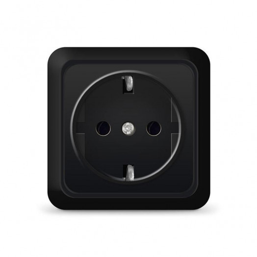 Розетка 1-м ОП Олимп 16А IP20 с заземл. черн. Universal 2227