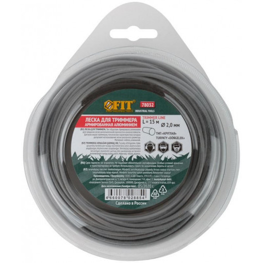 Леска для садовых триммеров армированная алюм. "Круглая" 2.0ммх15м FIT 78032