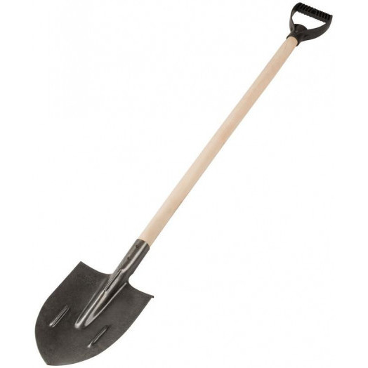 Лопата штыковая "рельсовая сталь" с деревянным черенком 210х385х1440мм FIT 77193