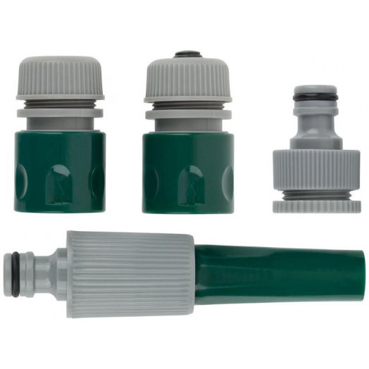 Набор поливочный 4шт 1/2дюйм ( насадка для полива; соединитель; соединитель с автостопом; адаптер внешний ) FIT 77291