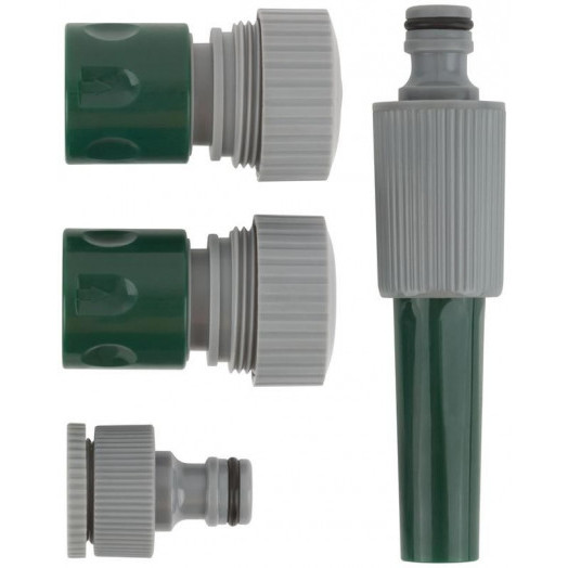 Набор поливочный 4шт 3/4дюйм ( насадка для полива; соединитель; соединитель с автостопом; адаптер внешний ) FIT 77292