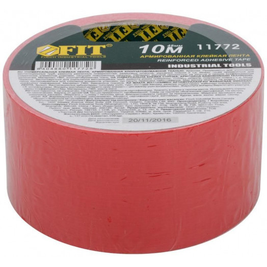 Лента клейкая универсальная армированная "Ductape" 48ммх10м красн. FIT 11772