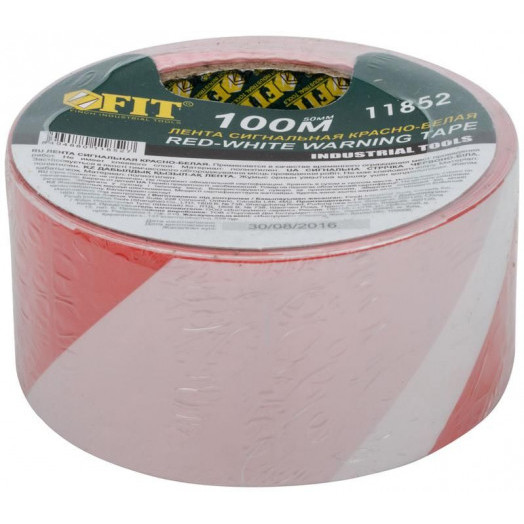 Лента сигнальная 50ммх100м красн.-бел. FIT 11852