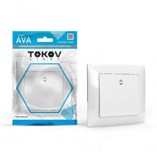 Переключатель проходной 1-кл. СП AVA 10А IP20 в сборе бел. TOKOV LIGHTTKL-AV-P1F-C01