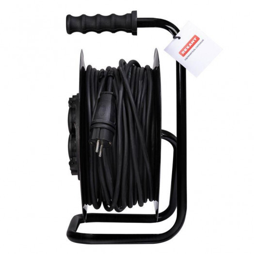 Удлинитель силовой КГ на катушке 4 гнезда с/з 30м 3х2.5кв.мм IP44 с выключателем c защитными крышками металлическая катушка Rexant 13-5014