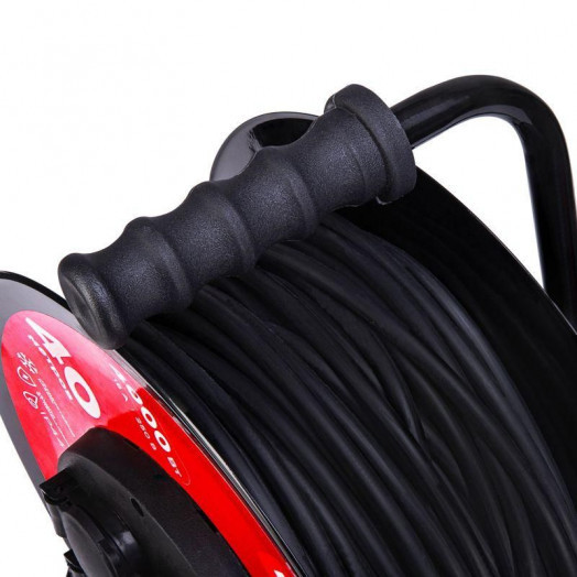 Удлинитель силовой КГ на катушке 4 гнезда с/з 40м 3х2.5кв.мм IP44 с выключателем c защитными крышками металлическая катушка Rexant 13-5015