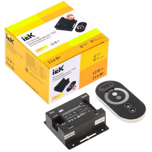 Контроллер с ПДУ радио MONO PRO 5050 3 канала 12В 6А 216Вт черн. IEK LSC1-MONO-216-RF-20-12-B