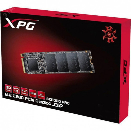 Накопитель SSD M.2 2280 256GB XPG SX6000 Pro, NVMe, 3D TLC NAND, 2100/1200 Мб/с