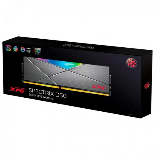 Модуль памяти 16GB XPG SPECTRIX D50, DIMM DDR4, 3200 МГц, 25600 Мб/с, RGB