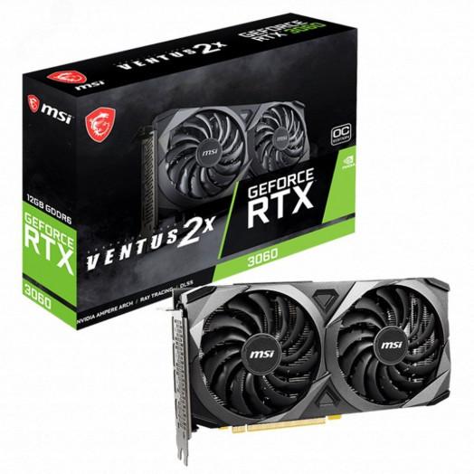 Видеокарта RTX3060 VENTUS 2X OC, NVIDIA GeForce GA104, 12 ГБ GDDR6, PCI-Express 4.0
